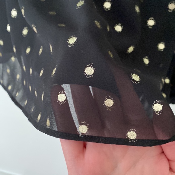 Isaac Mizrahi black and gold polka dot long sleeve blouse size small - Picture 6 of 8